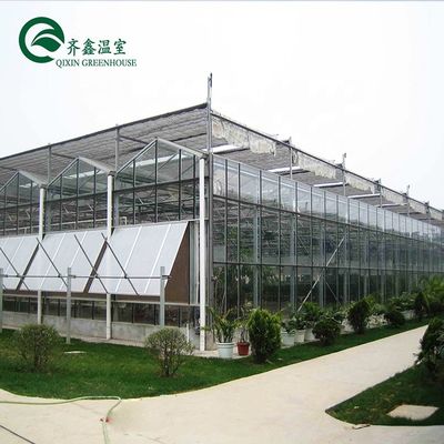 Multi-Span Agricultural Greenhouses Top Covering with Tempered Glass or PC Sheet