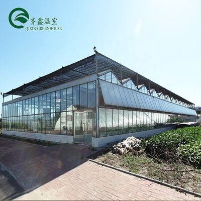 Glass Greenhouse Ventilation System with Tempered Glass or PC Sheet Top Covering